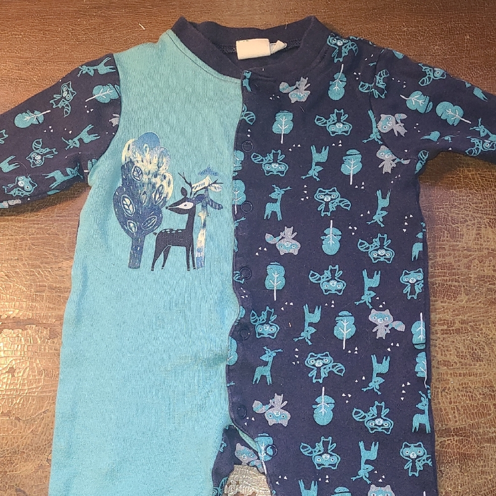 2/$5  Teal & Navy Woodland Snap One-Piece